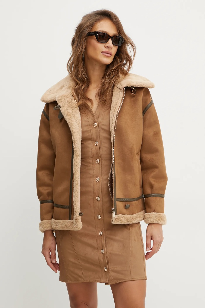 Morgan kurtka GROWN damska kolor brązowy przejściowa