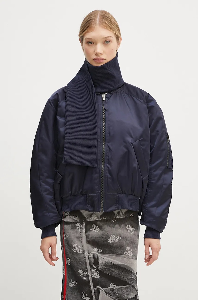 Puma jacket Puma x VOGUE women s navy blue color at PRM US