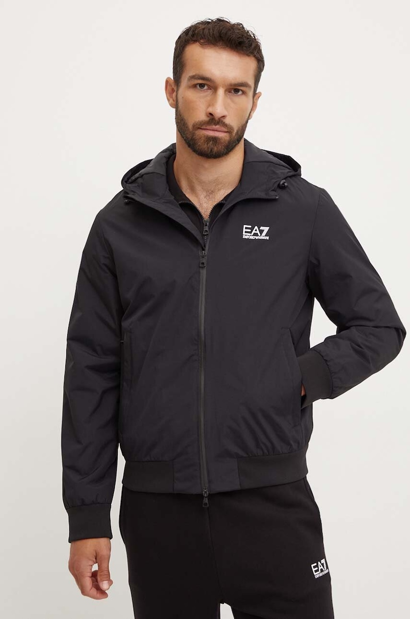 Jakna EA7 Emporio Armani za muškarce, boja: crna, za prijelazno