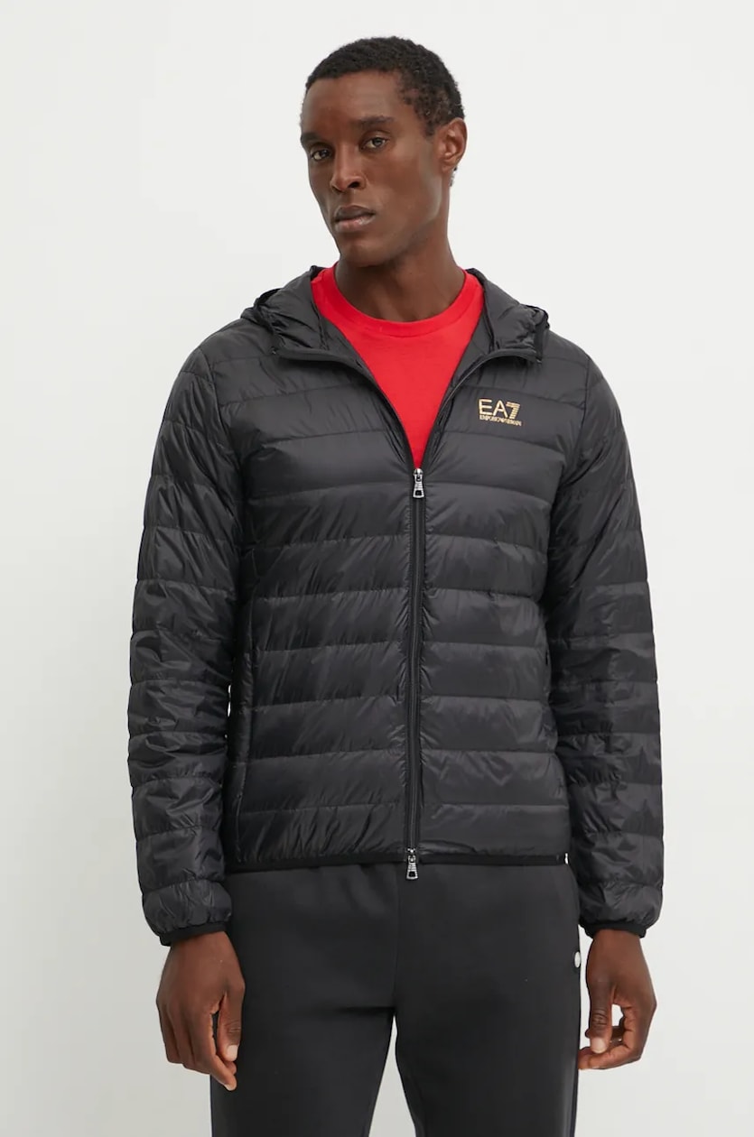 Pernata jakna EA7 Emporio Armani za muškarce, boja: crna, za