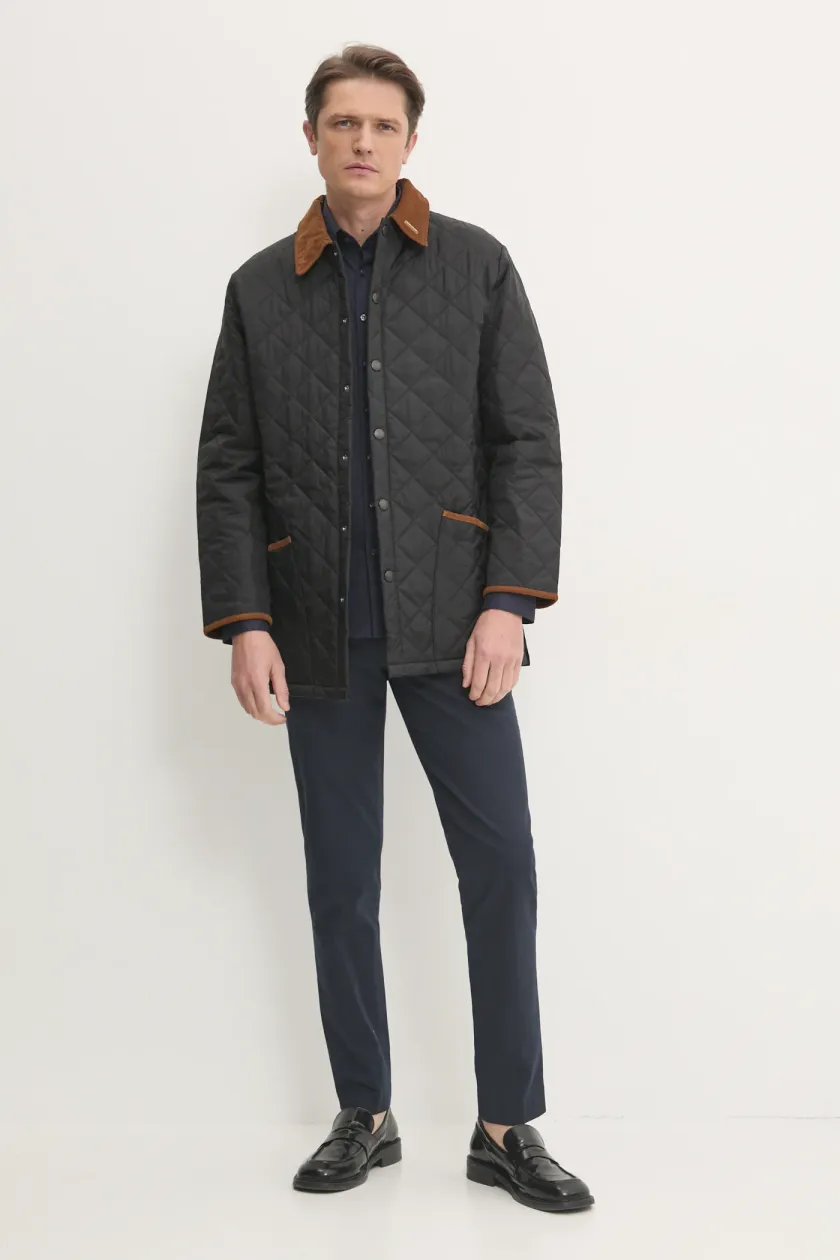 Barbour geaca 30th Anniversary Liddesdale Quilted Jacket barbati, culoarea negru, de tranzitie, MQU1816 Barbour geaca 30th Anniversary Liddesdale Quilted Jacket barbati, culoarea negru, de tranzitie, MQU1816