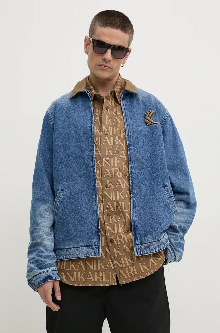 adidas Originals kurtka jeansowa First Tt Denim kolor niebieski