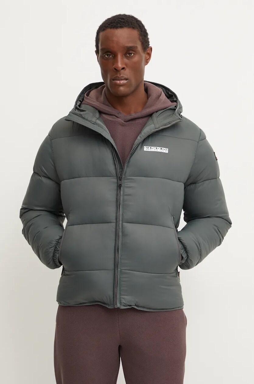 Napapijri rain jacket men s green color at PRM US