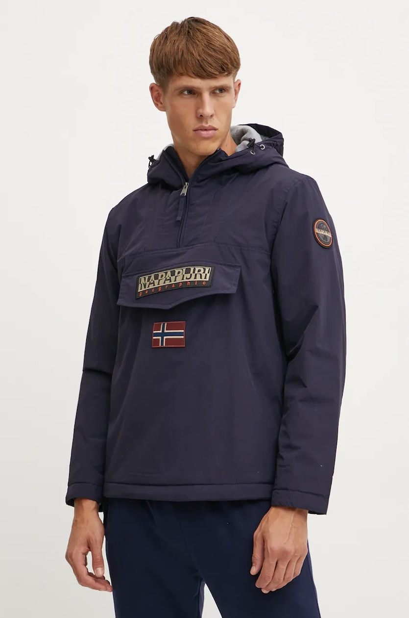 Napapijri jacket Rainforest men's navy blue color NP0A4GMC1761 at Napapijri jacket Rainforest men's navy blue color NP0A4GMC1761 at