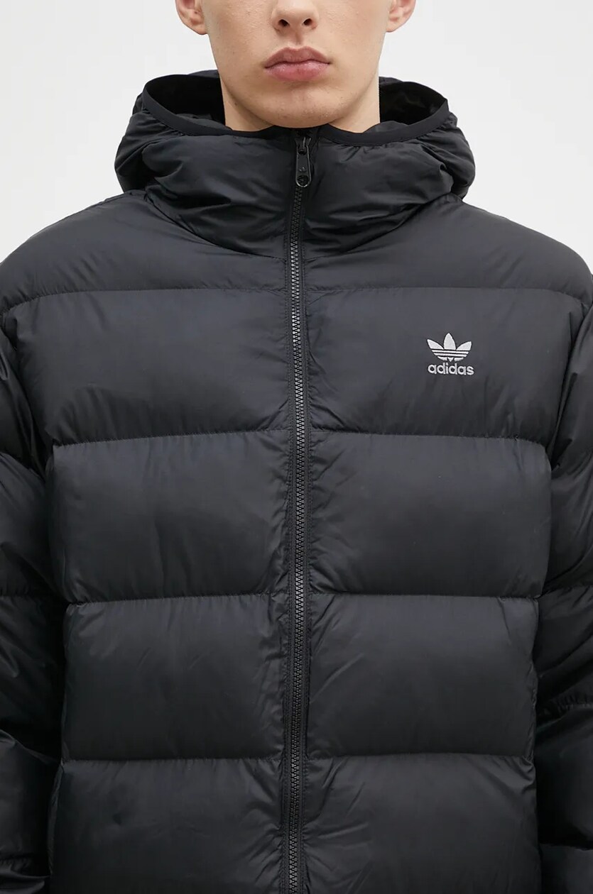 Black Padded Jacket With Inserts Black
