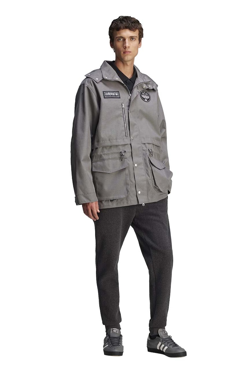 adidas Originals jacket Spezial F.C. Anorak men's gray color adidas Originals jacket Spezial F.C. Anorak men's gray color