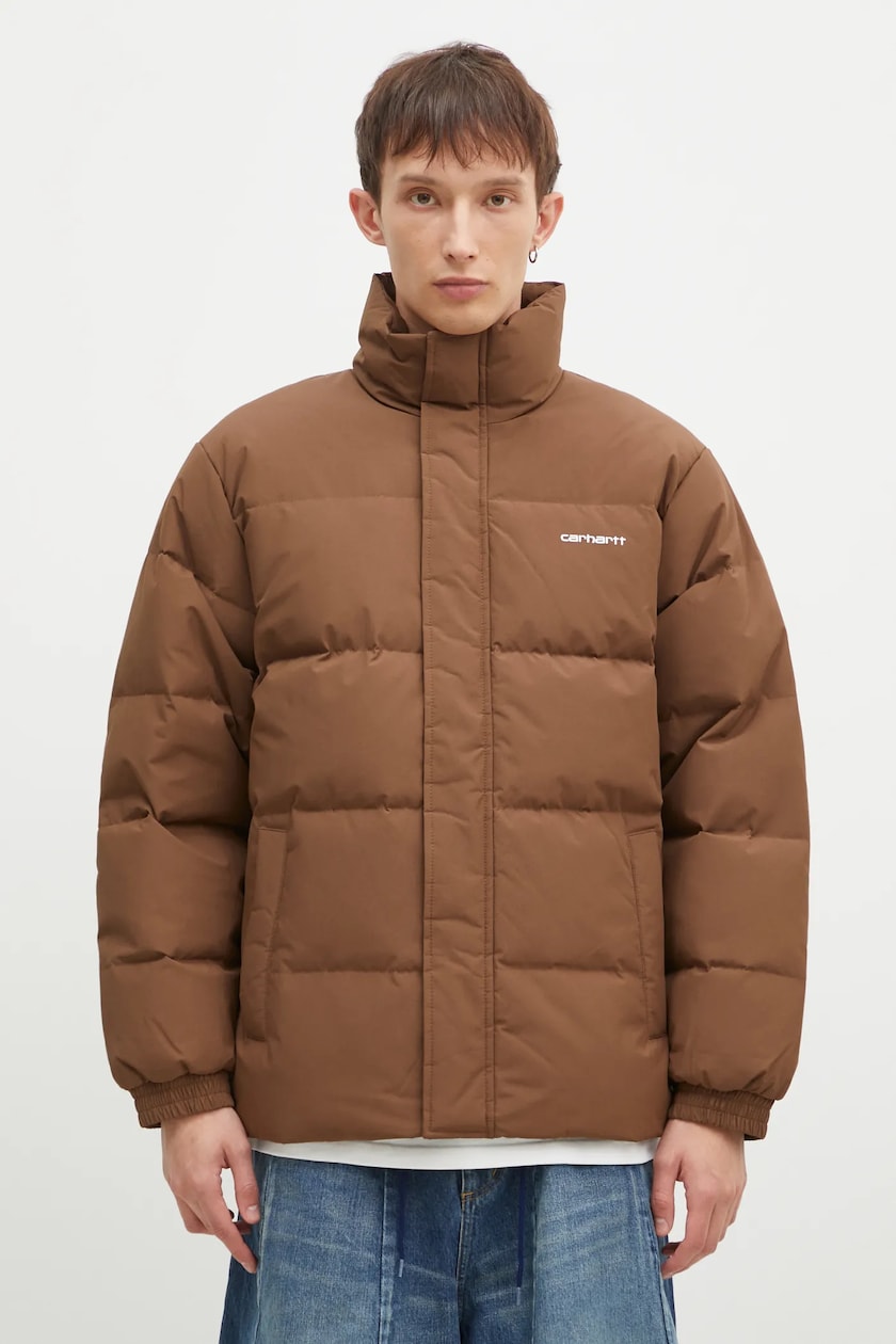Carhartt WIP denim jacket Michigan Coat men's brown color at Carhartt WIP denim jacket Michigan Coat men's brown color at