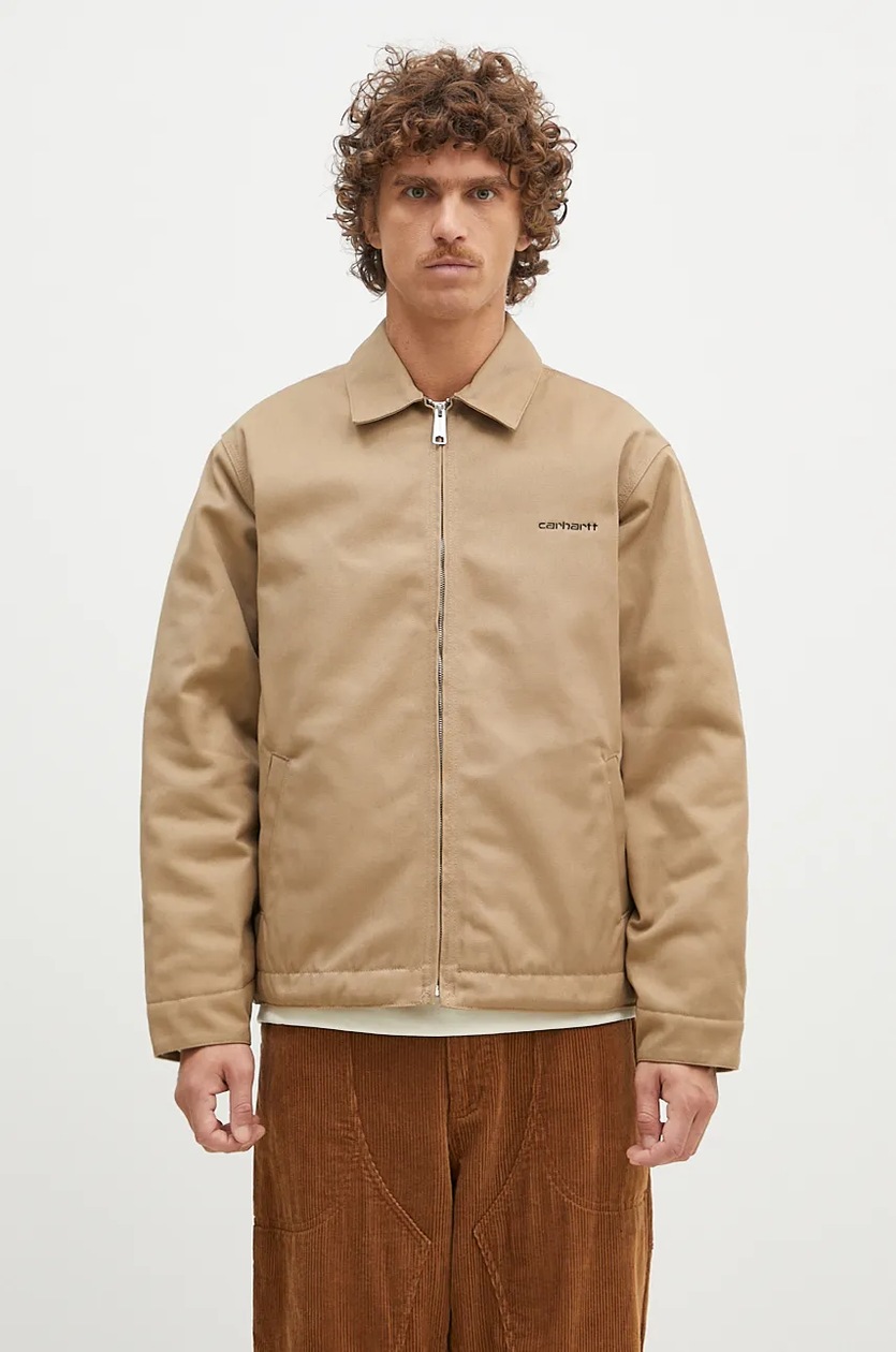 Carhartt WIP jacket Module Script Jacket men's beige color I033763