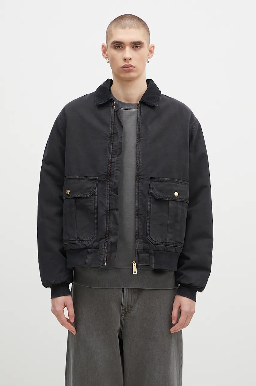 Carhartt WIP jacket Stanton Jacket men's black color I033826 Carhartt WIP jacket Stanton Jacket men's black color I033826