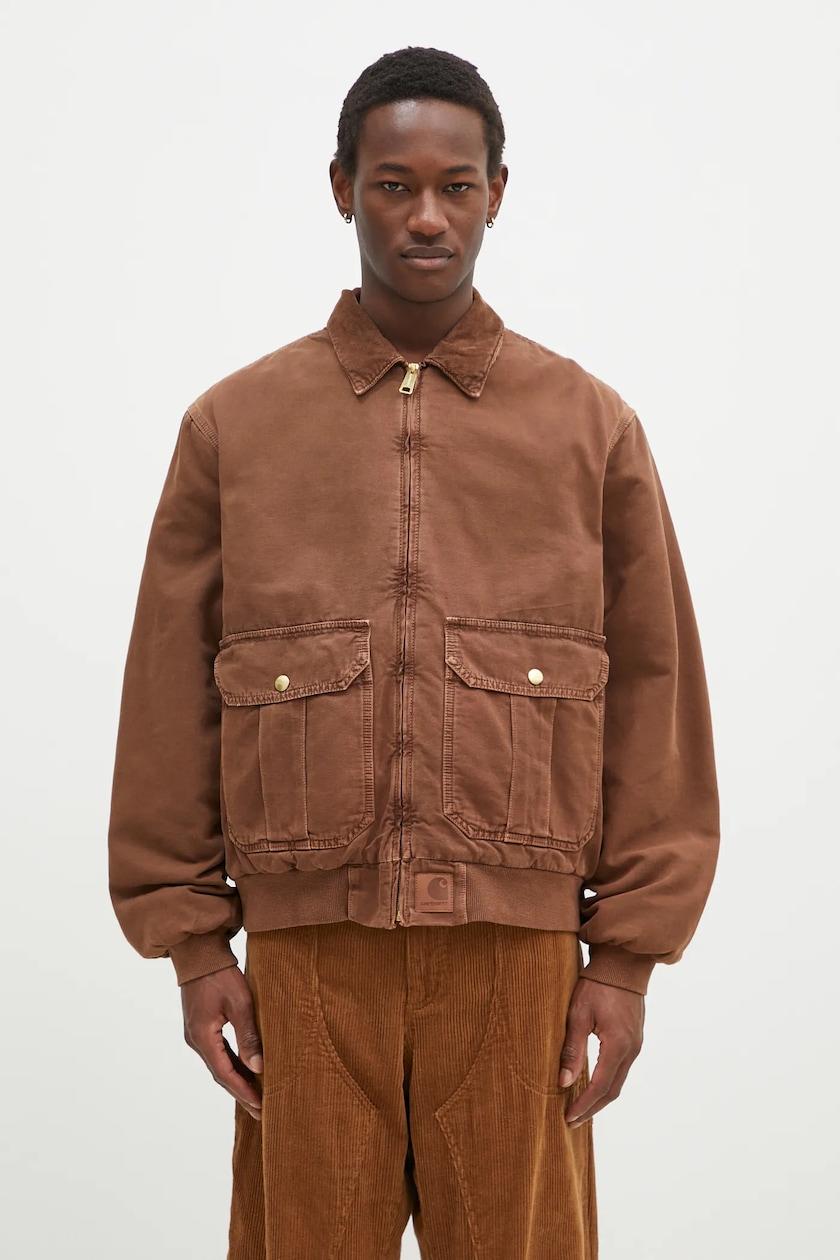 Carhartt WIP cotton jacket Stanton Jacket brown color I033826 Carhartt WIP cotton jacket Stanton Jacket brown color I033826