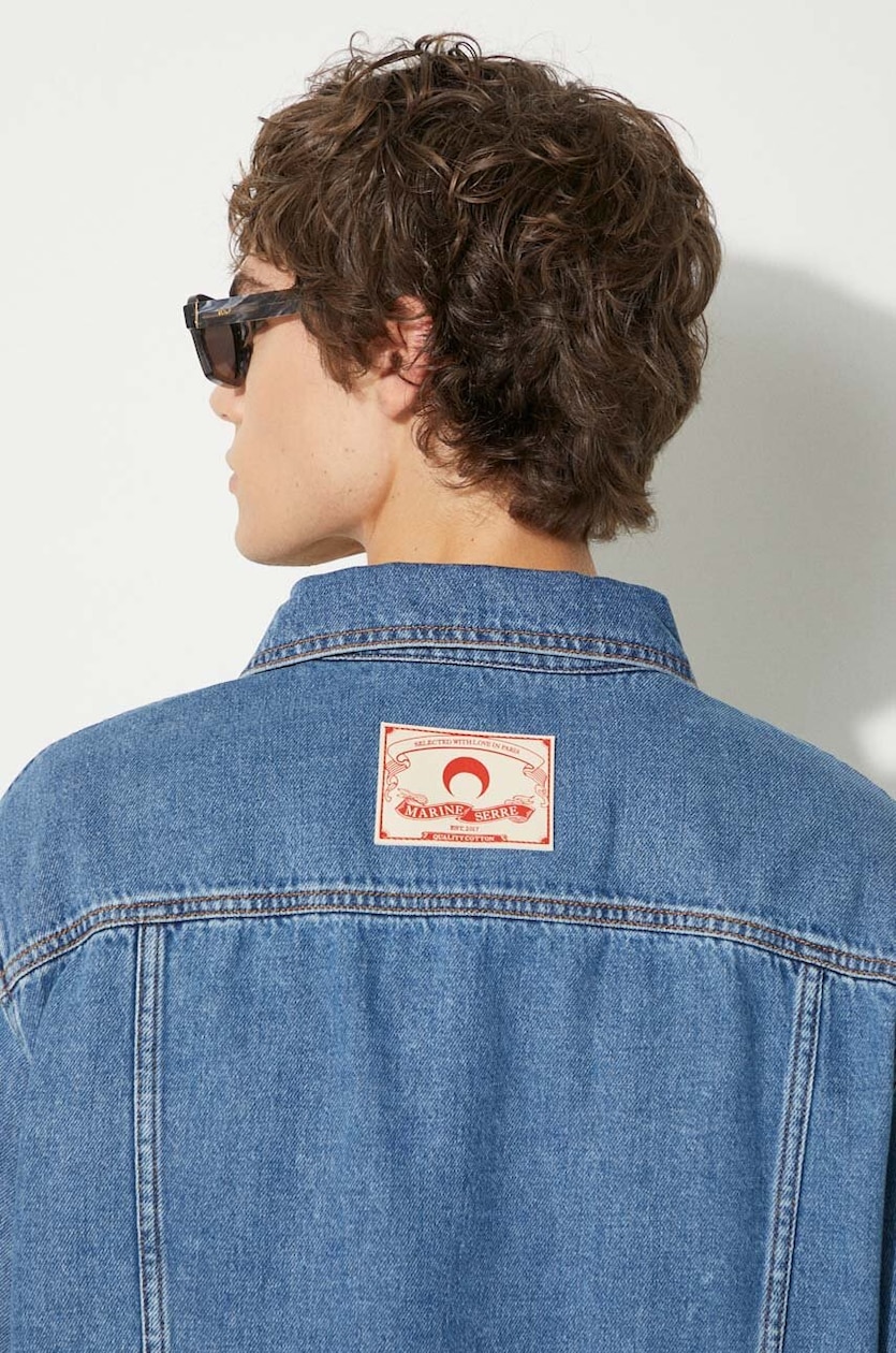 Marine Serre denim jacket Moon Laser Denim Trucker Jacket men's