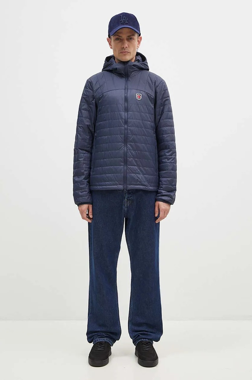 Fjallraven sports jacket Expedition X-Lätt Hoodie navy blue color