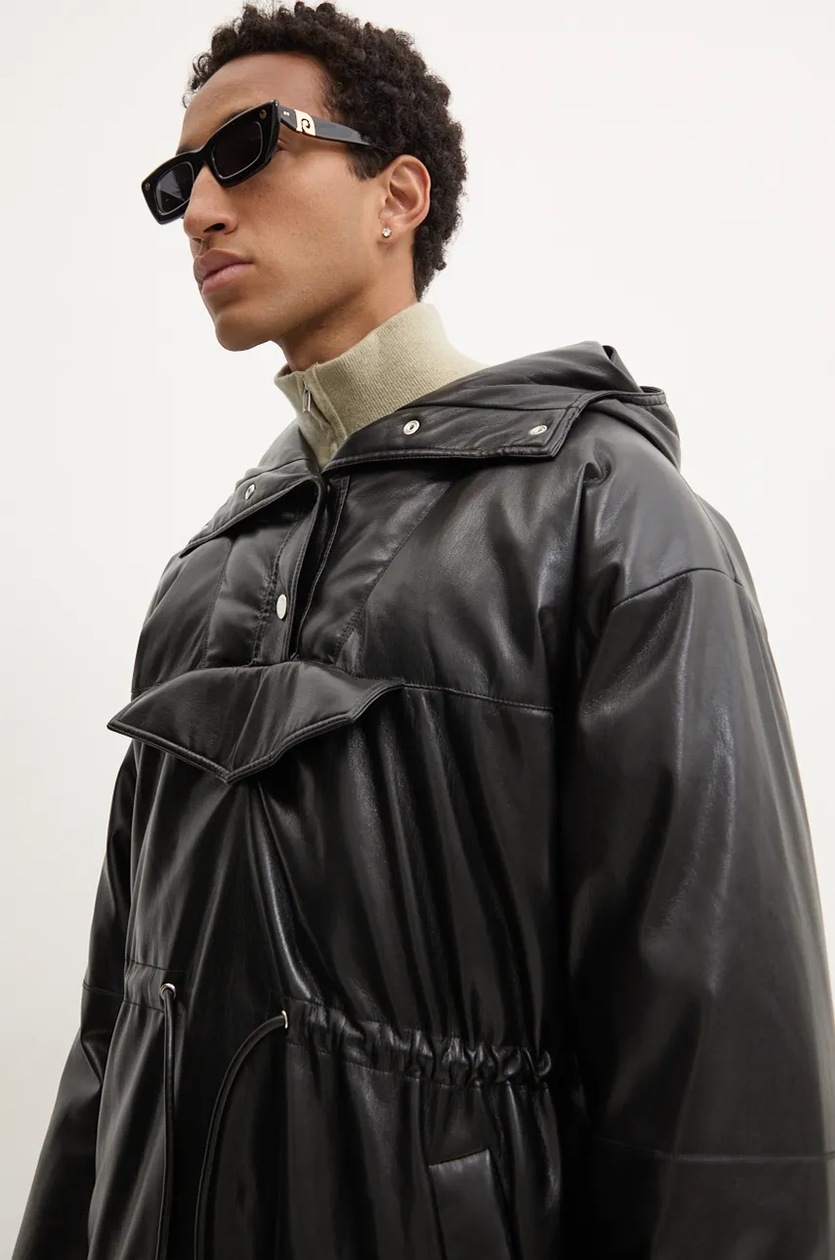 【送料&関税込】Nanushka Down Jacket Vili - Okobor™ Alt-Leather Puffer Jacket - Midnight Green