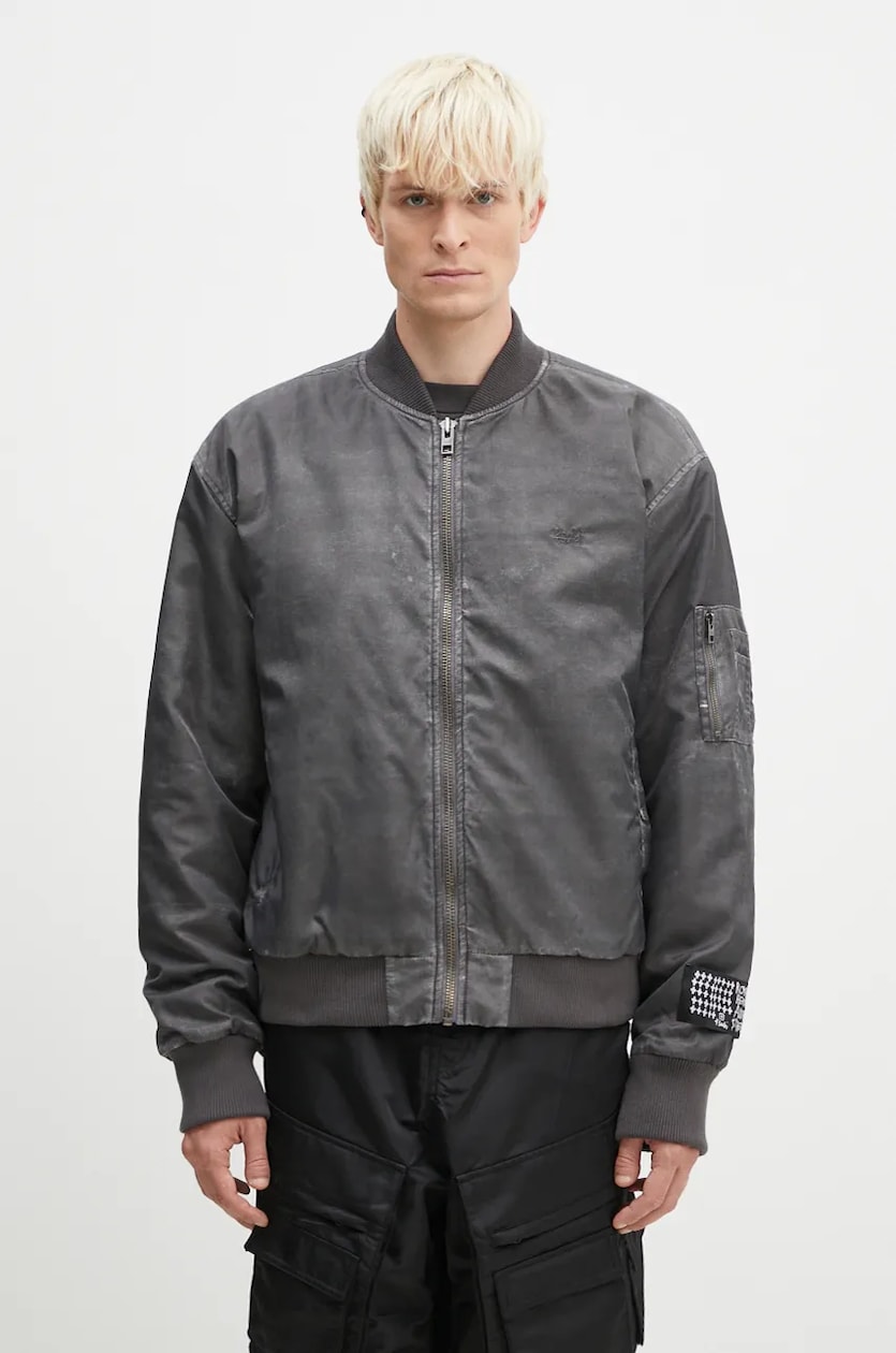 Grey bomber jacket mens clearance