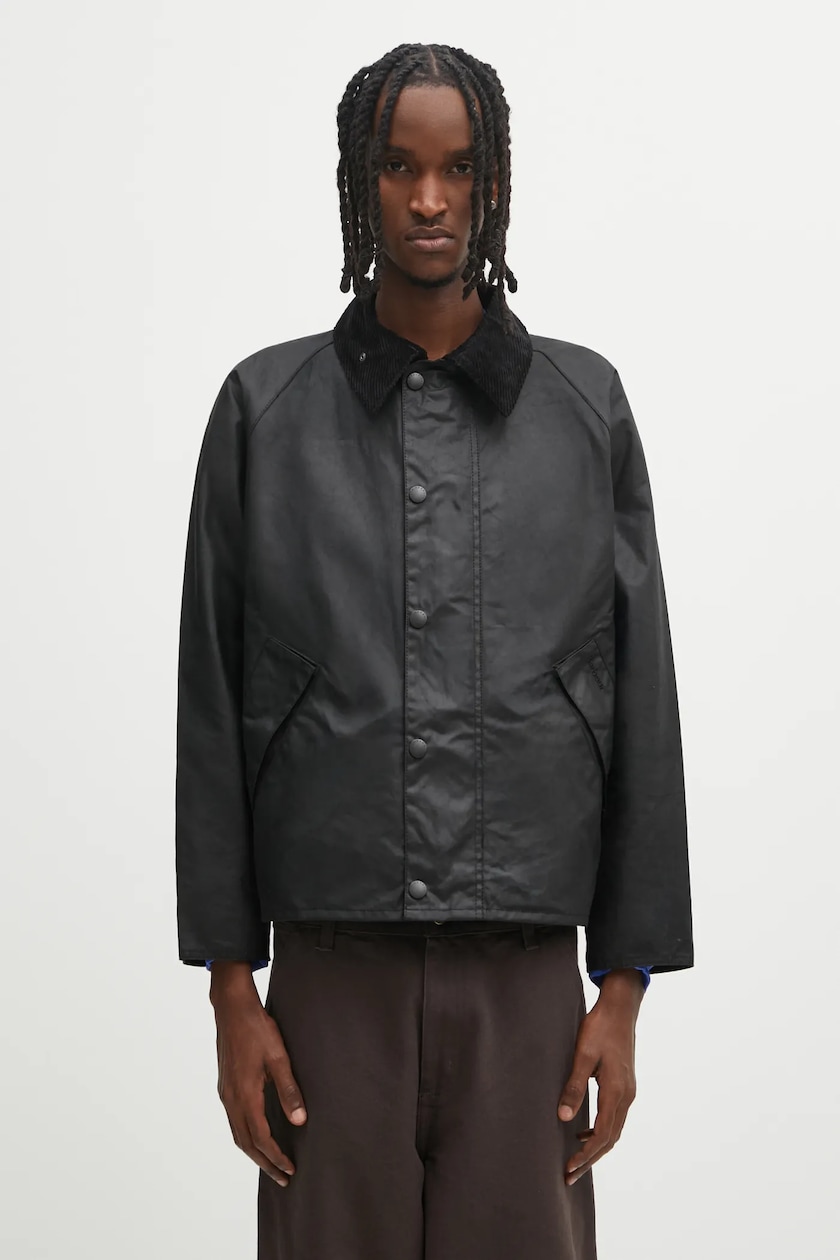 【良品】Barbour NEW TRANSPORT JACKET ブラック L Barbour jacket OS Transport Wax Jacket PRM EU