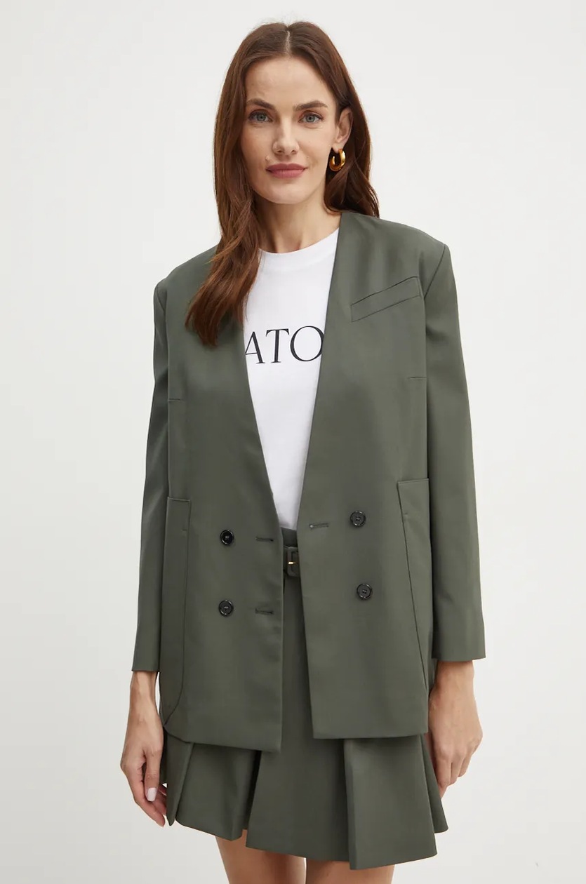 Lovechild marynarka Arizona kolor zielony dwurzędowa gładka