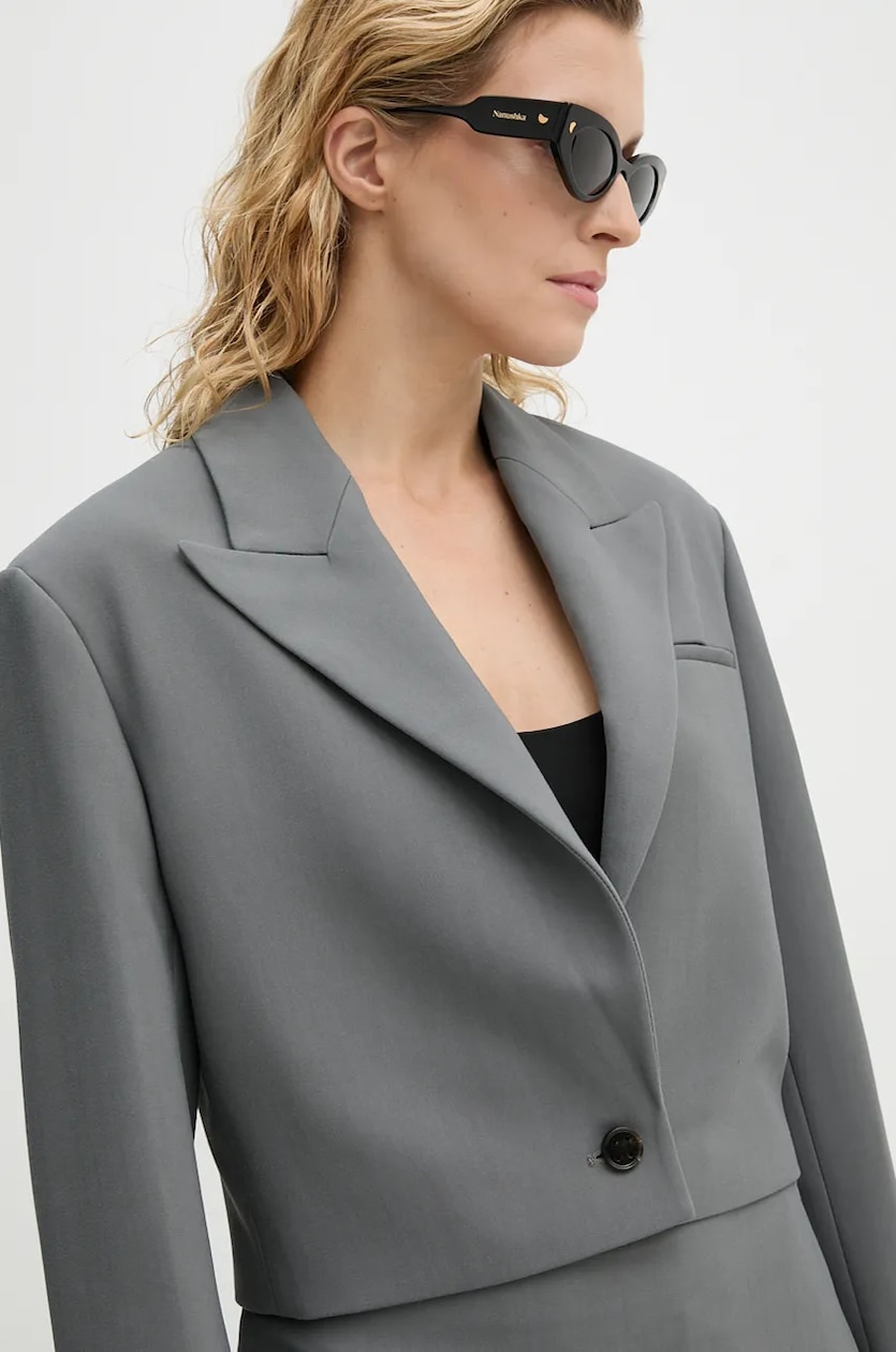 Nanushka blazer AIDULA gray color smooth NW24PFSG18655 at PRM US