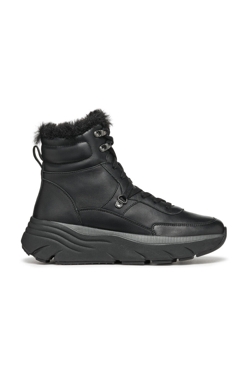 Geox botki zamszowe D ELIDEA WEDGE damskie kolor czarny na koturnie D46VQA  02243 C9999 | Answear.com
