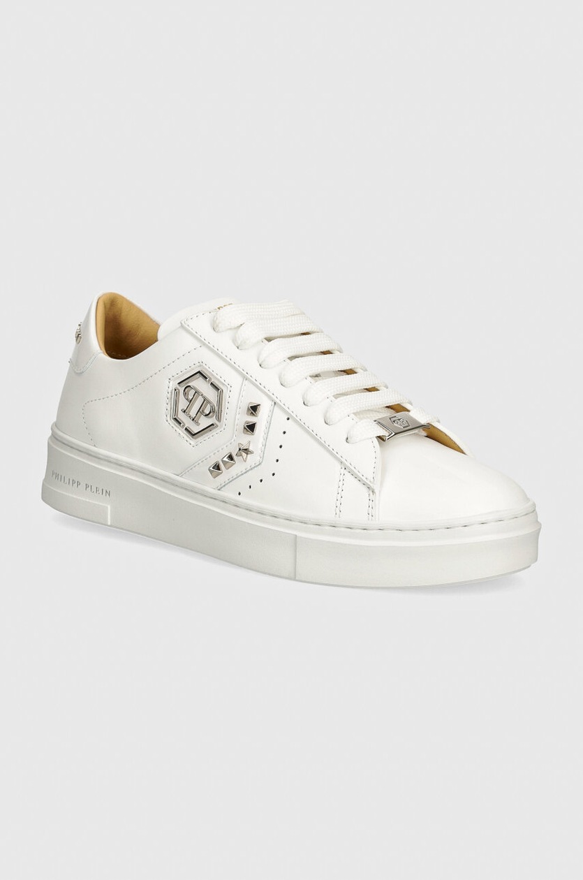 スニーカー PHILIPP PLEIN Men Sneakers USC0676PLE075N 02 WHITE Philipp Plein sneakersy skórzane Nappa Lo-Top Hexagon kolor