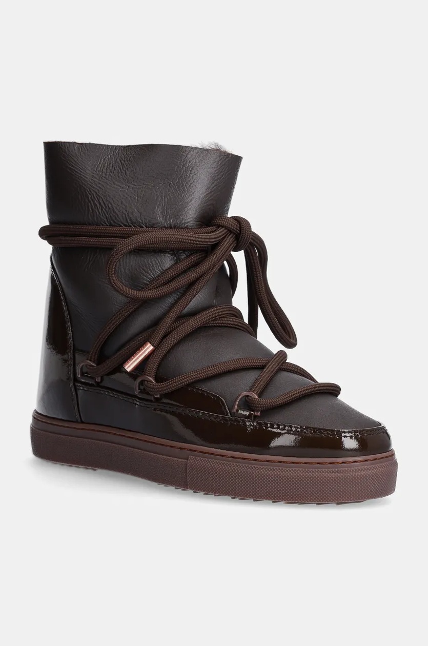 Inuikii leather snow boots Gloss Wedge brown color 75203-007 at PRM US