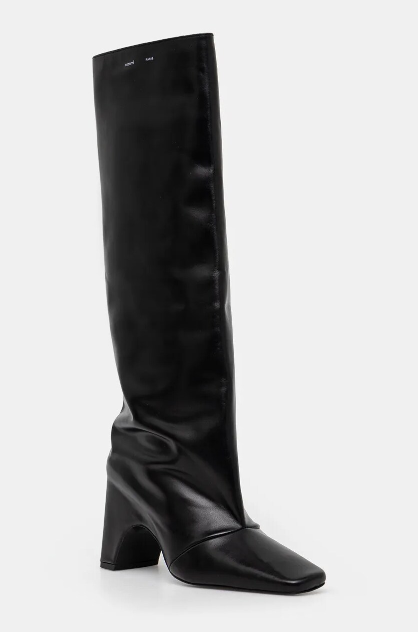 Lace-up leather knee-high boots in black - Marine Serre
