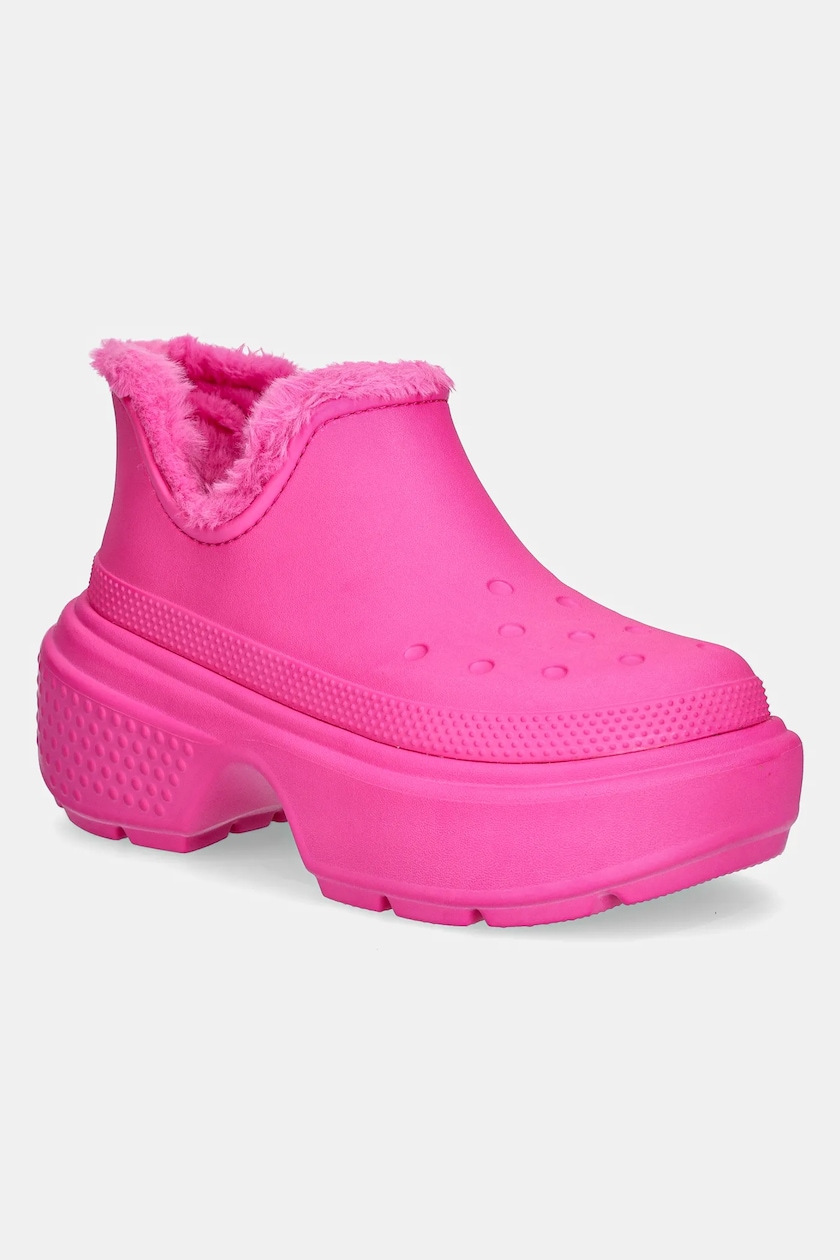 Hot pink crocs with fur shop