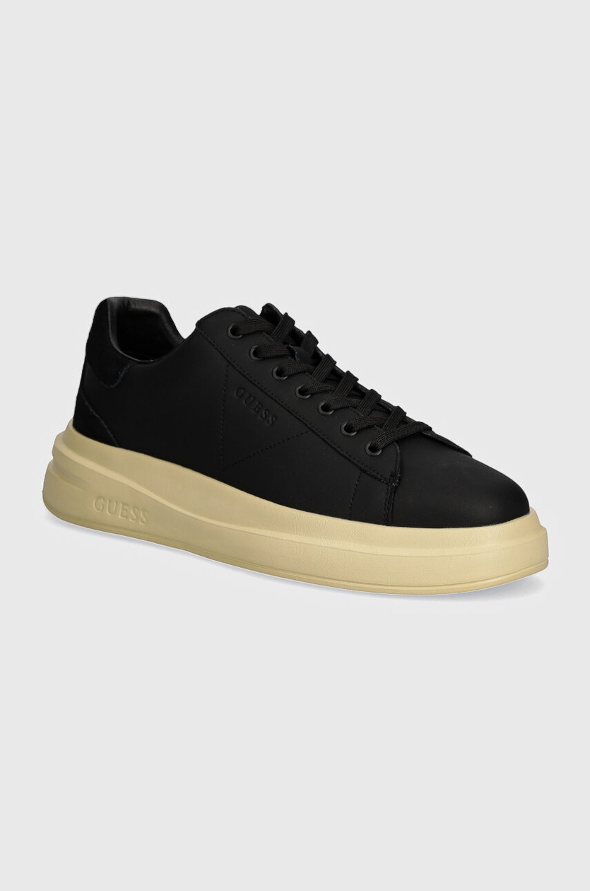 Sneakers Guess Elba In Pelle Jeans - Nere, Con Lacci, Tacco Piatto, Suola In Gomma, 85% Pelle Di Vitello