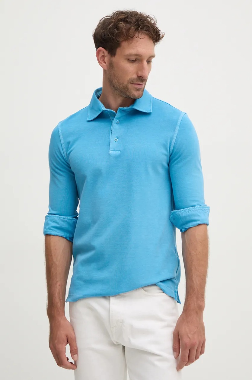 Camicia Uomo In Jersey Di Cotone, Colletto A Bottone, Maniche Lunghe, Vestibilità Regolare, Stile Casual