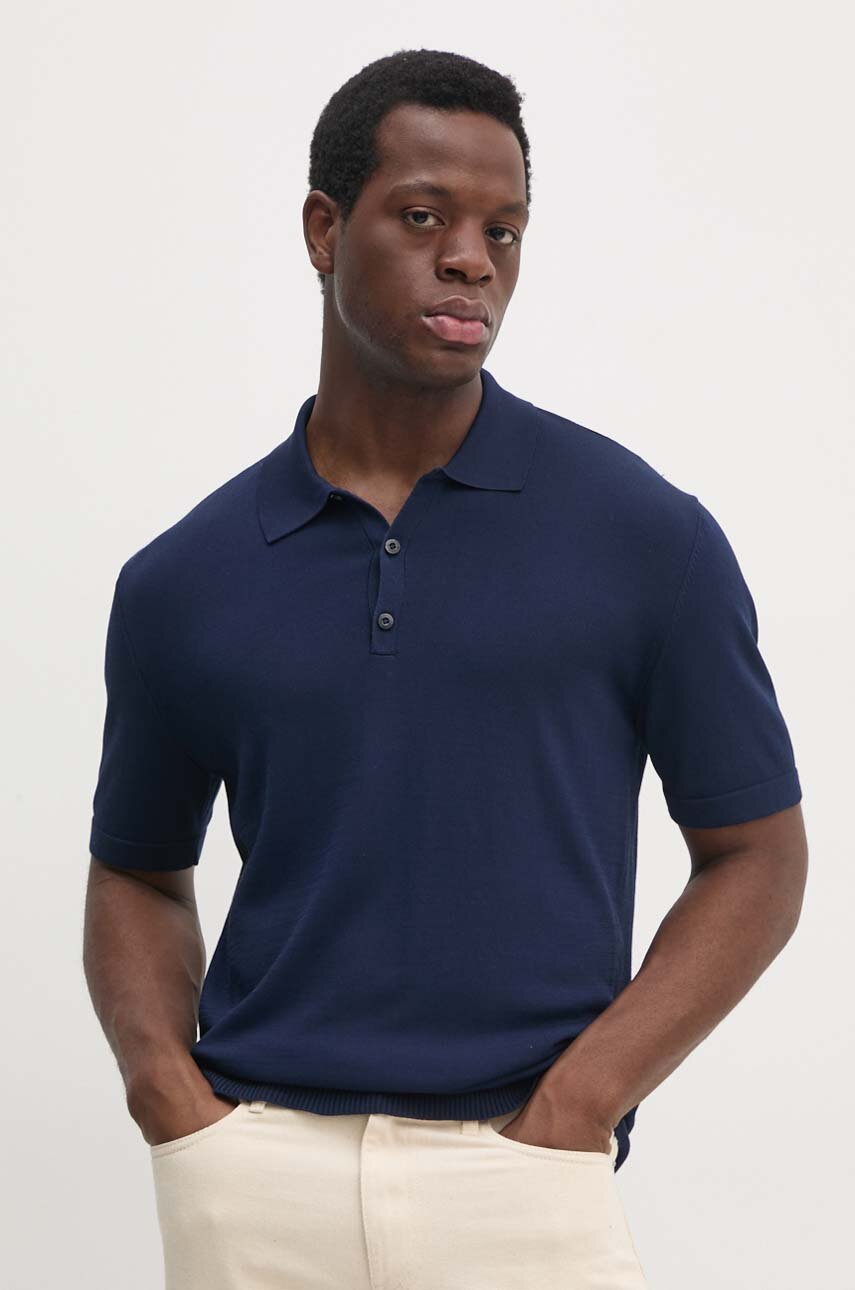 Sisley polo m ski kolor granatowy g adki 112AS300H Answear
