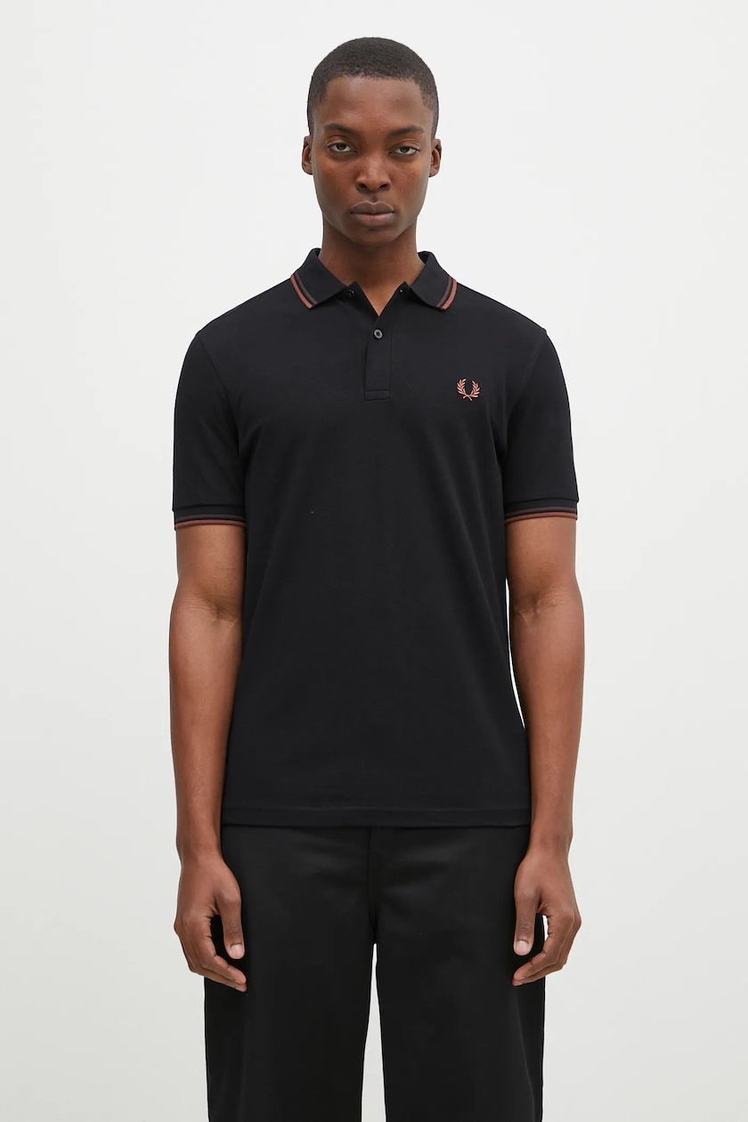 Fred Perry polo in cotone The Twin Tipped Shirt colore nero M3600