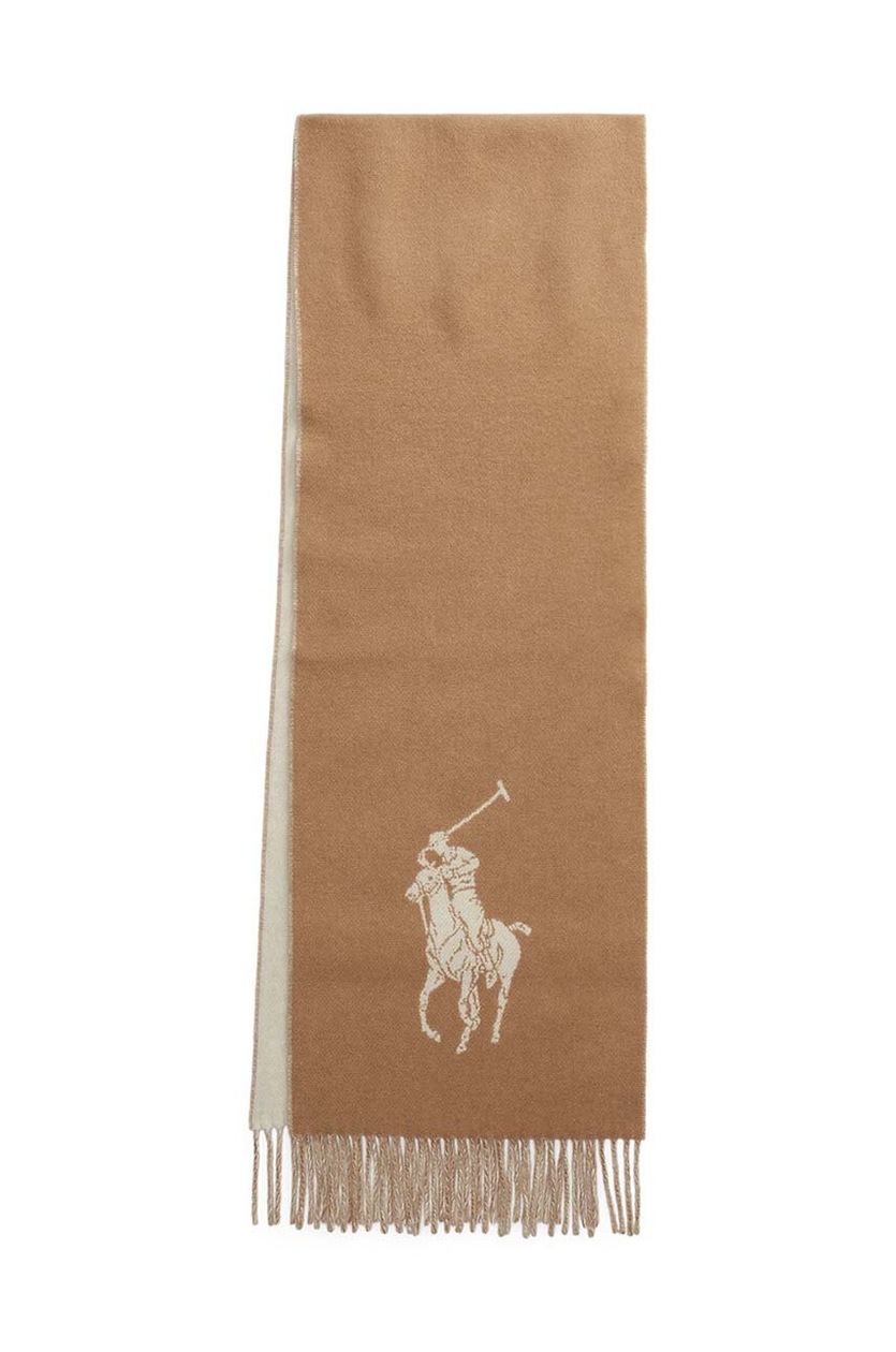 Polo Ralph Lauren wool scarf beige color smooth 455954331 at PRM US