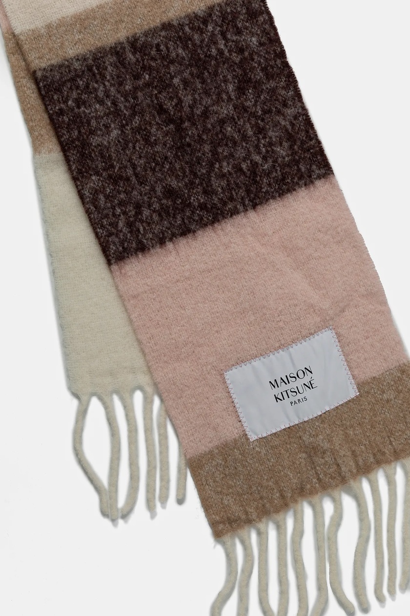 Maison Kitsuné scarf Alpaca Stripes women's pink color Maison Kitsuné scarf Alpaca Stripes women's pink color