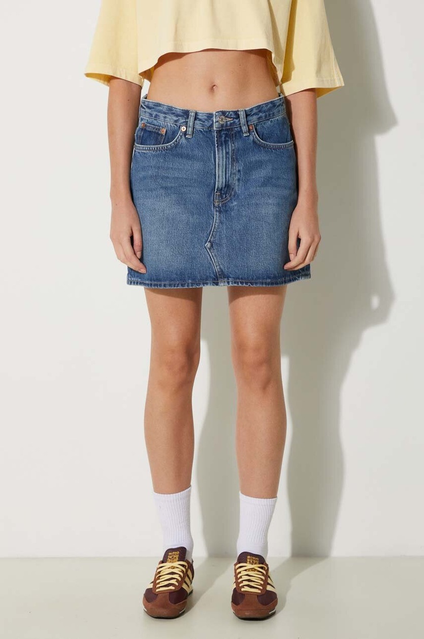 A.P.C｜SKIRTS (Anita Skirt (COGDF F06342 IAI)) A.P.C. denim skirt Jupe Anita blue color at PRM US