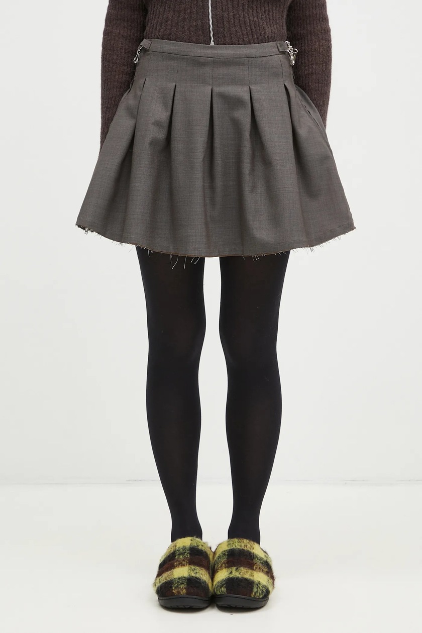 в лосинах школа Шерстяная юбка Our Legacy Object цвет серый mini расклешённая W4244OGA на PRM