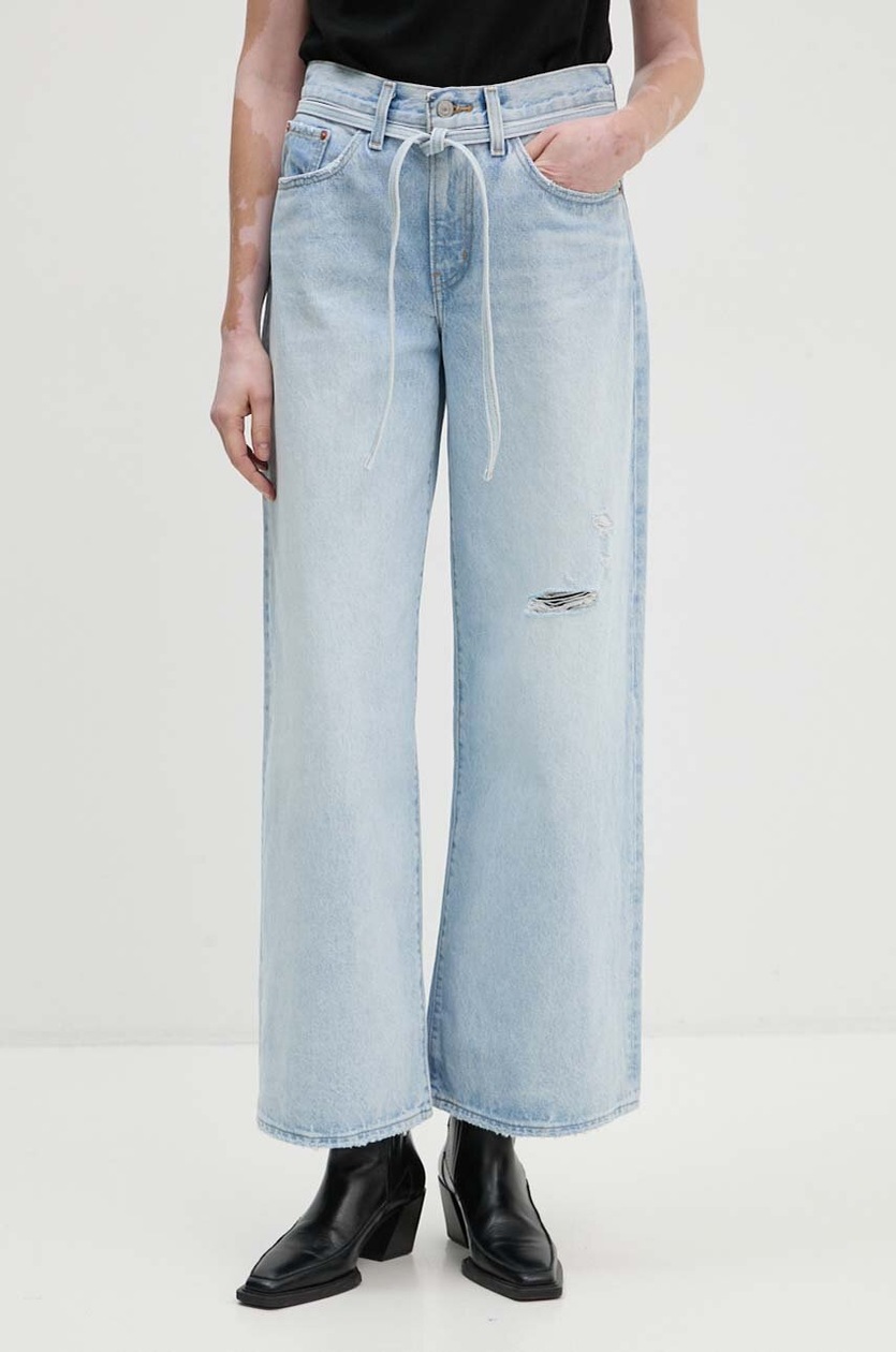 Levi's blugi straight pentru femei RIBCAGE FULL LENGTH albaștri