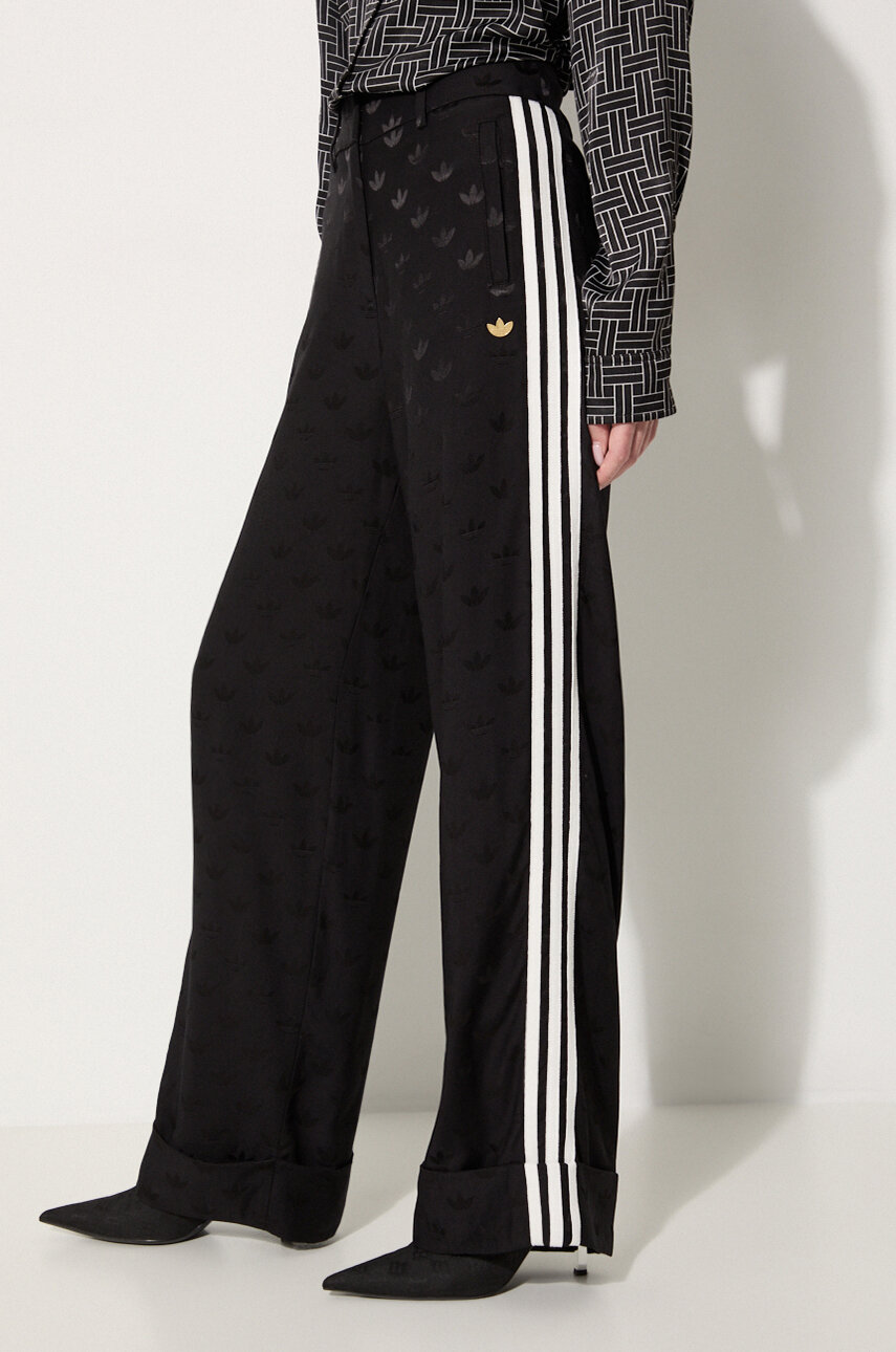 adidas Originals trousers Jaquard Pant women s black color JI9659 at PRM US