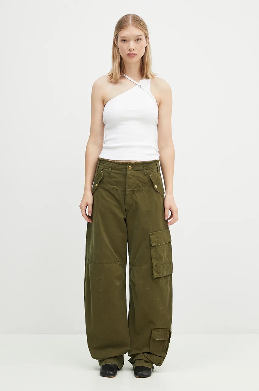 パンツ DARKPARK FW24 'Rosalind' pants (WTR04FAP05 0058) DARKPARK cotton trousers Rosalind green color WTR04.FAP05