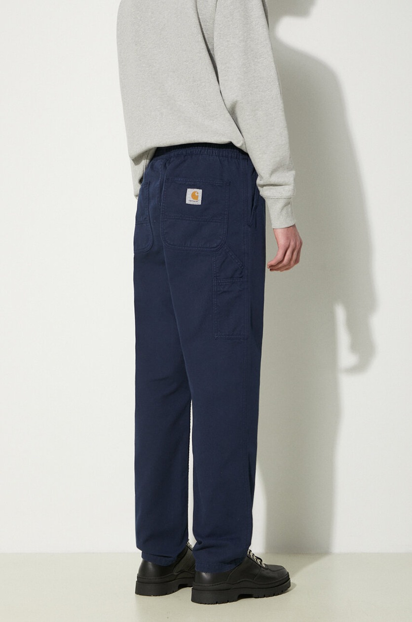 Carhartt WIP cotton trousers Flint Pant navy blue color I029919