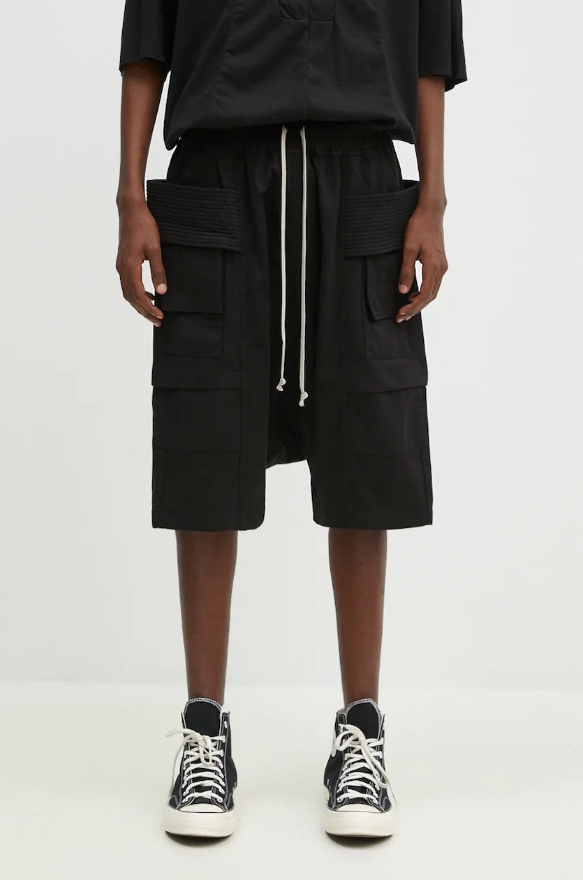 Rick Owens cotton shorts Creatch Cargo Pods black color DU02D2382.TW