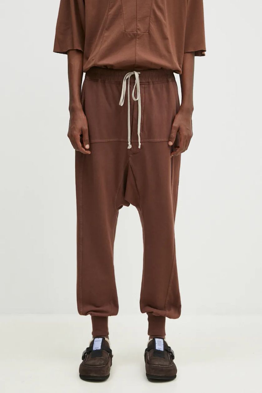 Rick Owens cotton joggers Prisoner Drawstring brown color smooth  DU02D2395.RIG