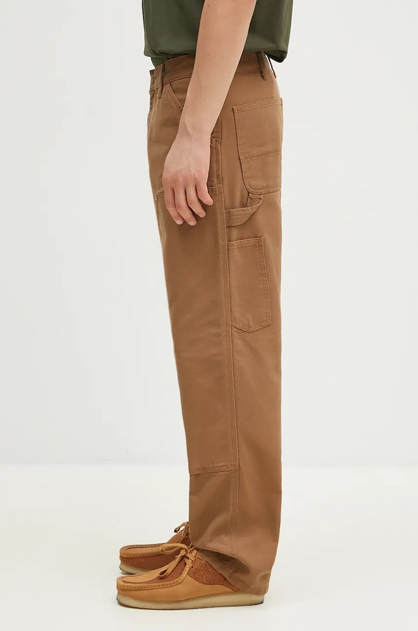 Carhartt WIP cotton trousers Double Knee Pant brown color Carhartt WIP cotton trousers Double Knee Pant brown color