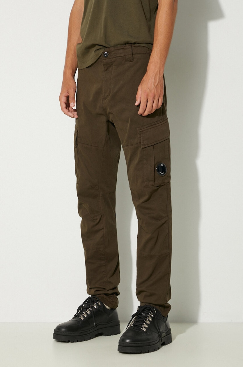 C.P. Company trousers Stretch Sateen Ergonomic Lens Double Cargo Pants men s green color 17CMPA186A005529G at PRM US