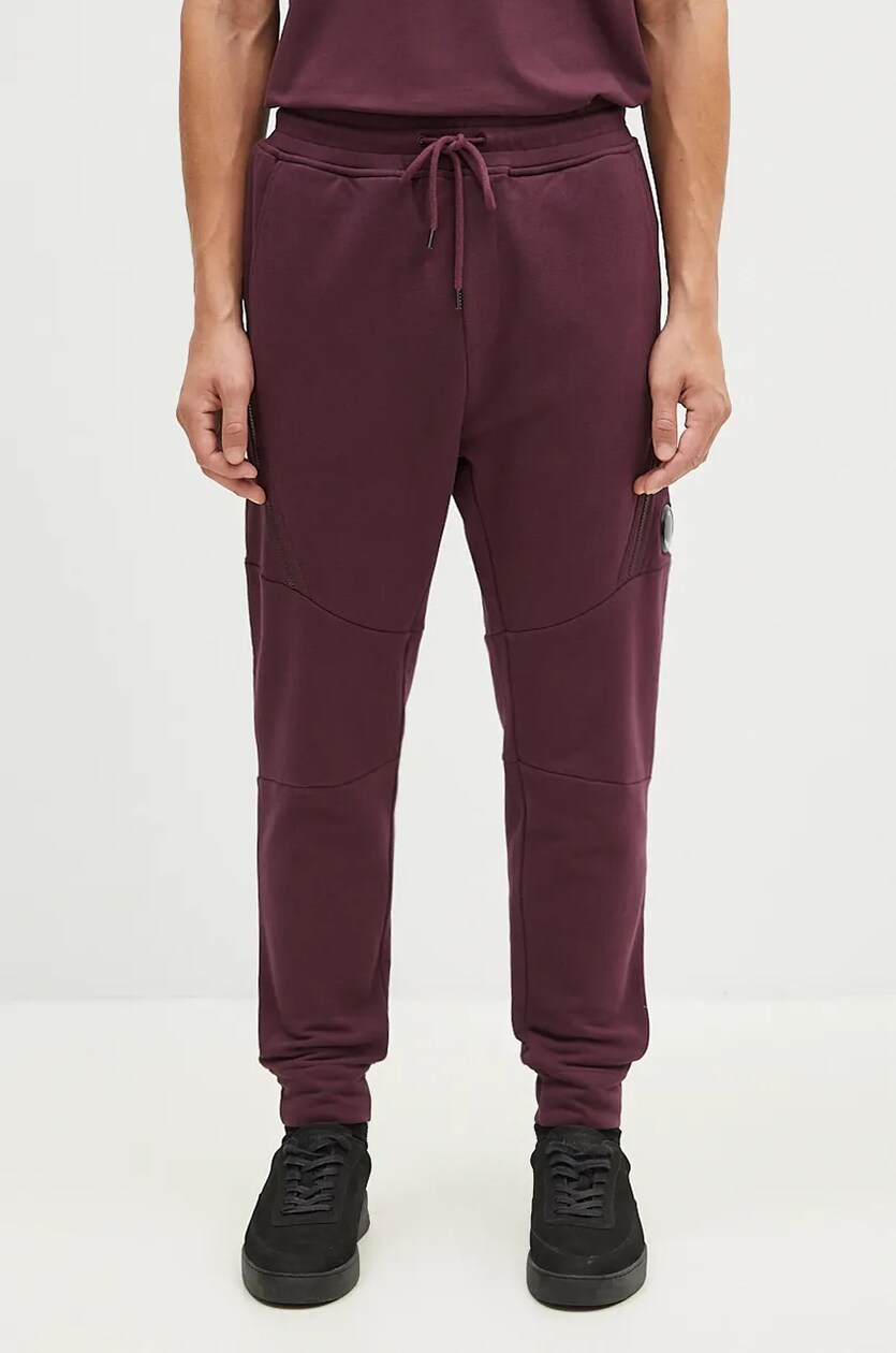 C.P. Company cotton joggers Diagonal Raised Fleece Lens Sweatpants violet color smooth 17CMSP084A005086W at PRM US