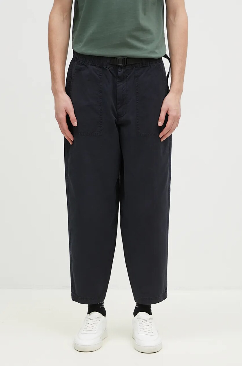 Barbour cotton trousers Grindle Relaxed Canvas Trouser navy blue color MTR0721 at PRM US