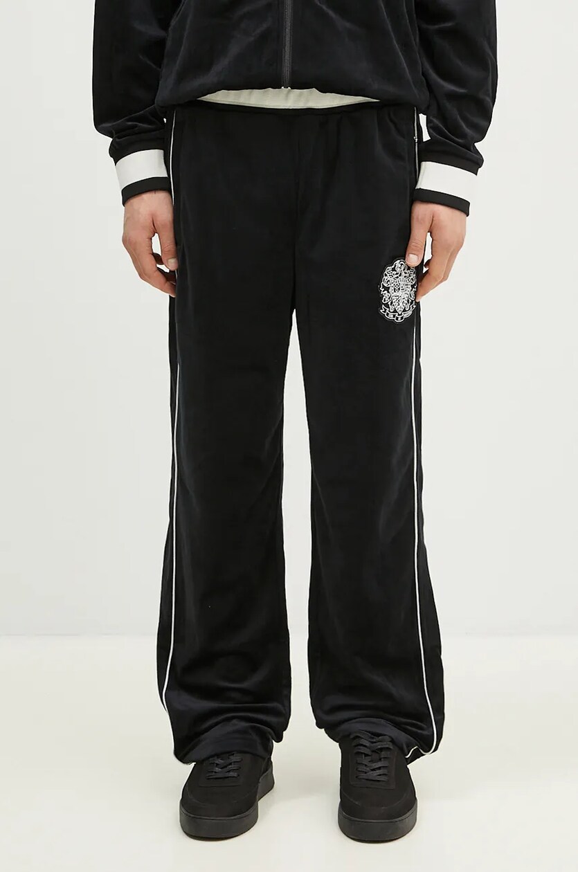 Billionaire Boys Club velour sweatpants Velour Track Pant black color with an application B24314 at PRM US