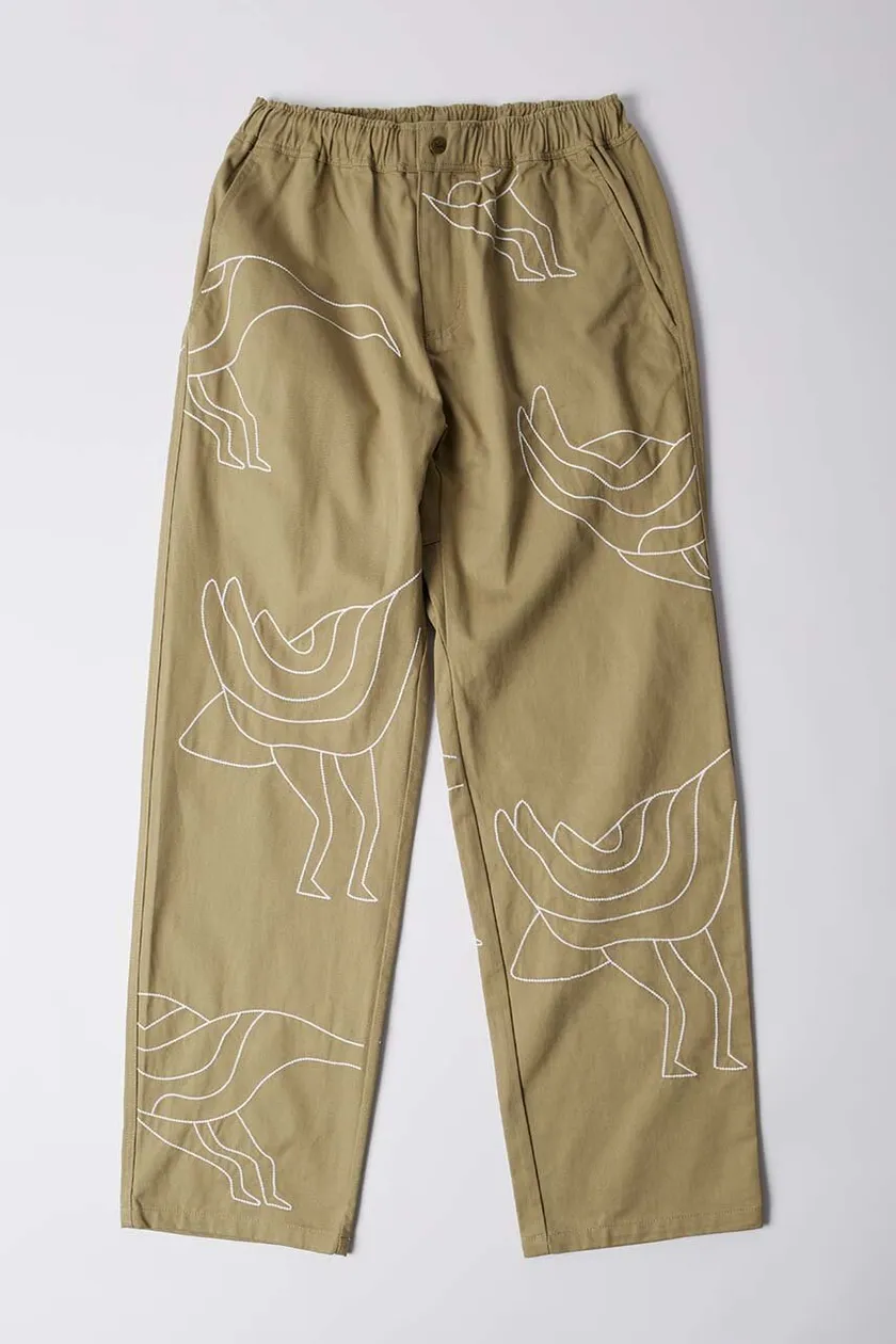 by Parra cotton trousers Stitched Up Duck Pants beige color 52246 at PRM US