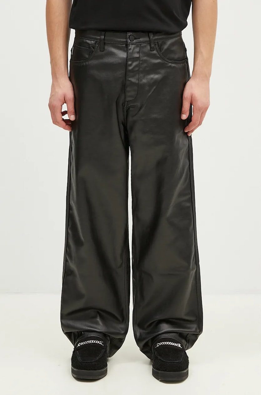 PLEASURES cotton trousers Latex Formula black color P24F039 PLEASURES cotton trousers Latex Formula black color P24F039