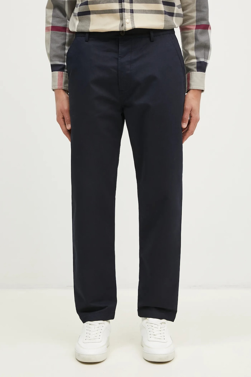 Barbour cotton trousers navy blue color at PRM US