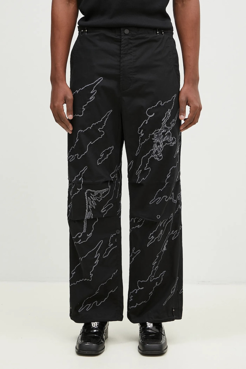 C.P. Company trousers STRETCH SATEEN CARGO PANTS men's black C.P. Company trousers STRETCH SATEEN CARGO PANTS men's black