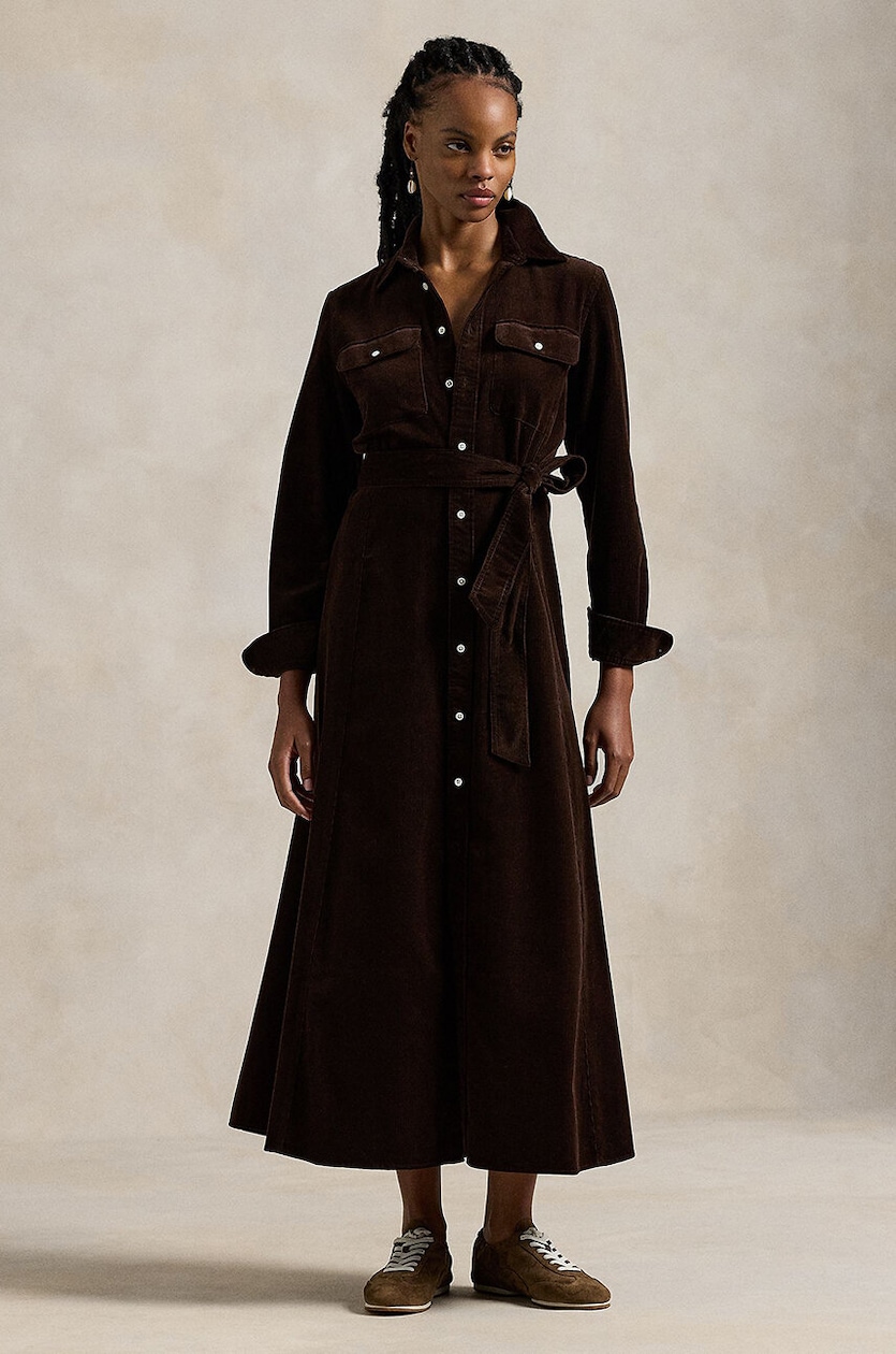Polo Ralph Lauren corduroy dress brown color 211941473 at PRM US
